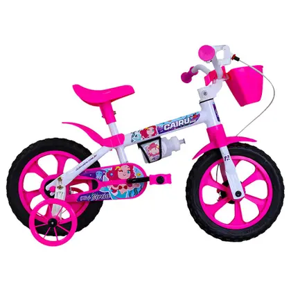 BICICLETA ARO 12 FEM MINI SEREIA BRANCO/ROSA CAIRU