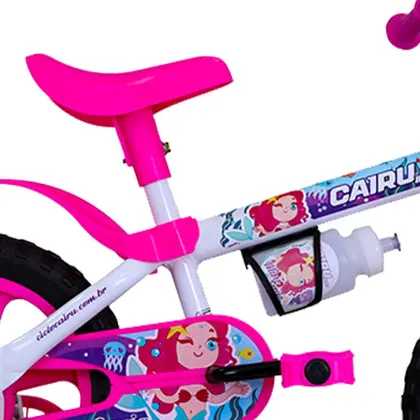 BICICLETA ARO 12 FEM MINI SEREIA BRANCO/ROSA CAIRU
