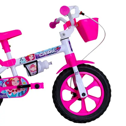 BICICLETA ARO 12 FEM MINI SEREIA BRANCO/ROSA CAIRU