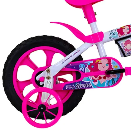 BICICLETA ARO 12 FEM MINI SEREIA BRANCO/ROSA CAIRU